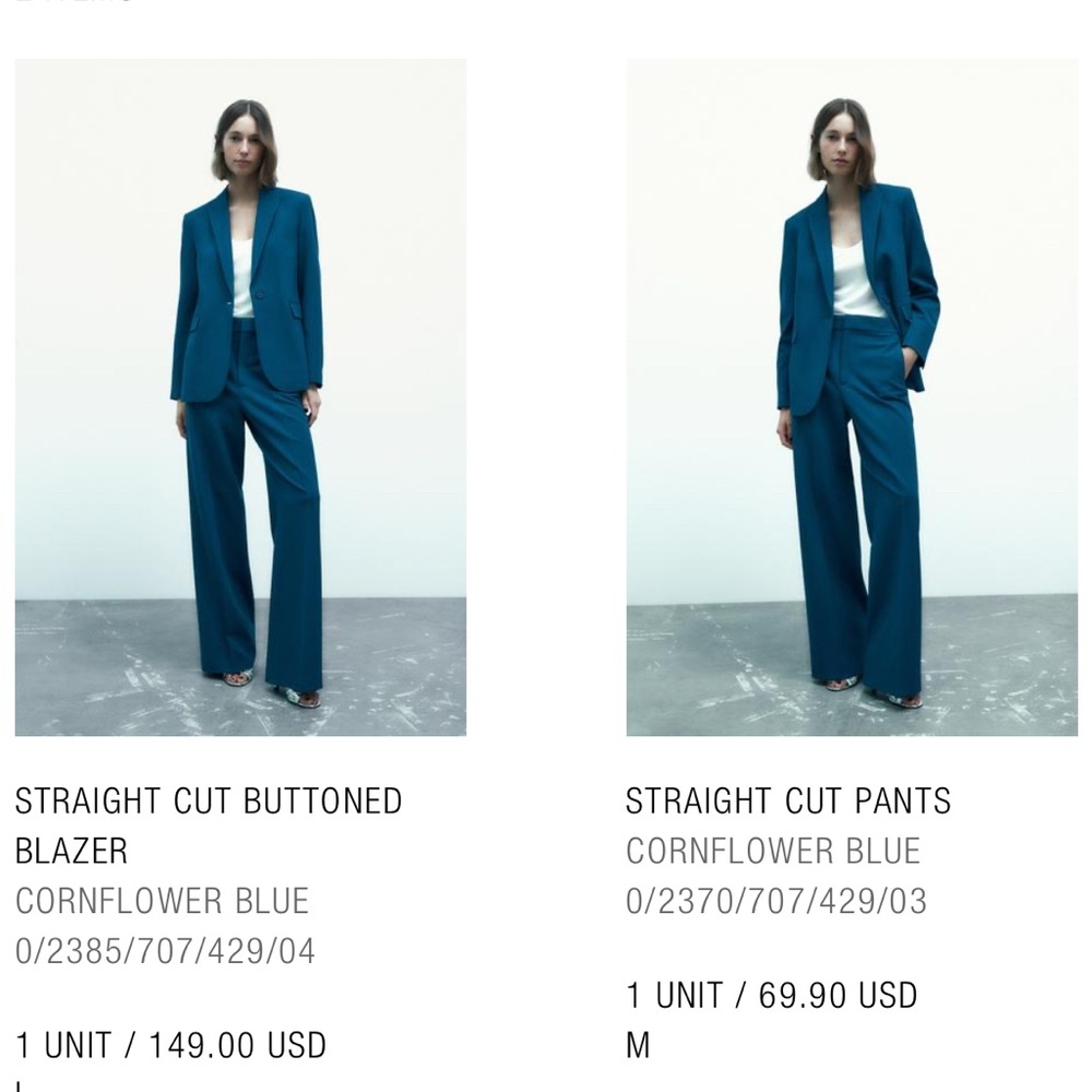 Cornflower Blue Suit Jacket and Pants by Zara